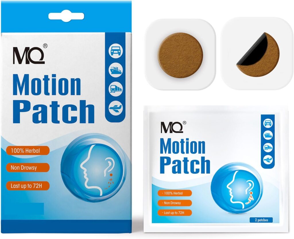 MQ Motion Sickness Patch,30 Count,Non Drowsy Sea Sickness Patches Behind Ear for Cruise Ship Travel, Waterproof Car Sick Patches Fast Acting  Long Last 72H