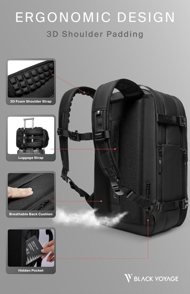 Vacuum Seal Compression Travel Backpack 60L Expandable Airback Electric Vacpack Pump Water Resistant TSA Lock (AERO - Black, 25L-60L (With Air Pump))