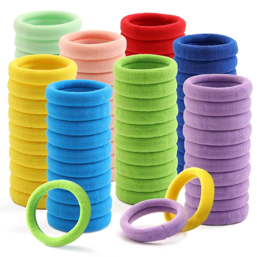 100 Pcs Thick Seamless Hair Ties, Ponytail Holders Hair Accessories No Damage for Thick Hair (Candy Colors)