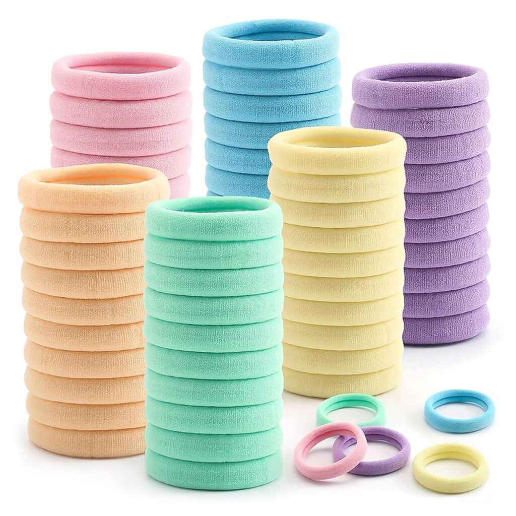 100 Pcs Thick Seamless Hair Ties, Ponytail Holders Hair Accessories No Damage for Thick Hair (Candy Colors)