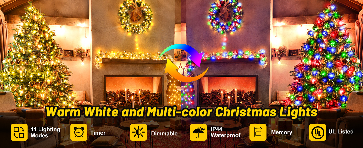KNONEW 472FT 1200 LED Christmas Lights Color Changing String Light 
