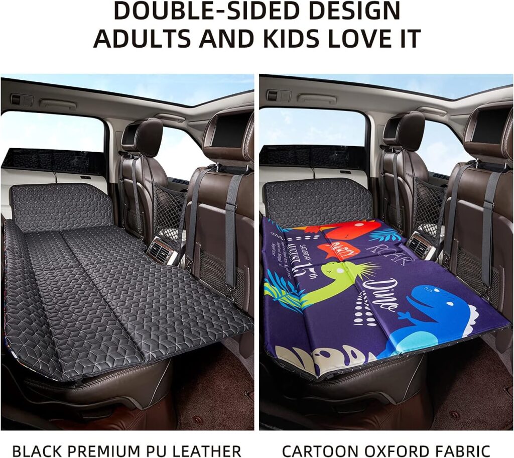 ABE Non-Inflatable Car Bed Mattress,Double-Sided Folding,Portable Back Seat, Travel Camping Mattress for Sleeping(Dinosaur World), for SUV