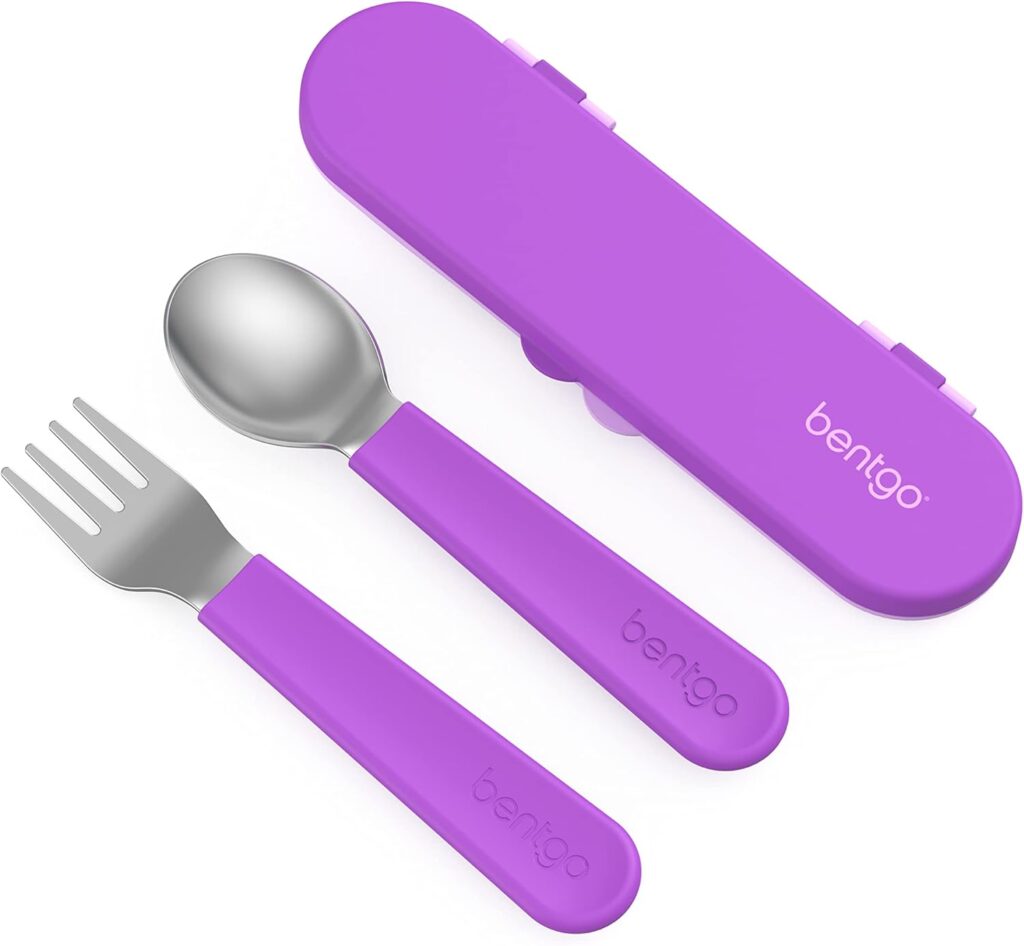Bentgo Kids Stainless Steel Utensil Set - Reusable Fork, Spoon  Storage Case - High-Grade BPA-Free Stainless Steel, Easy-Grip Handles, Dishwasher Safe for School Lunch, Travel  Outdoors (Dinosaur)