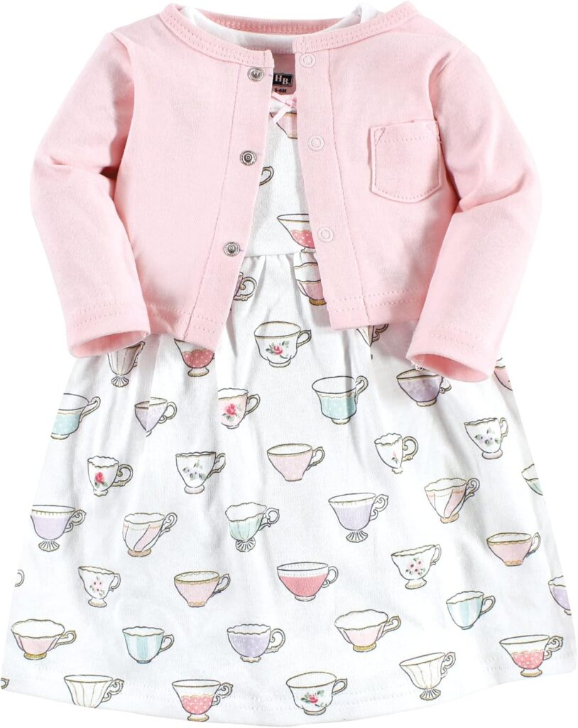 Hudson Baby Baby Girls Cotton Dress and Cardigan Set