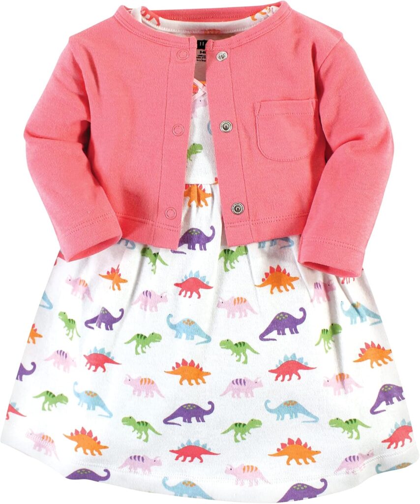 Hudson Baby Baby Girls Cotton Dress and Cardigan Set