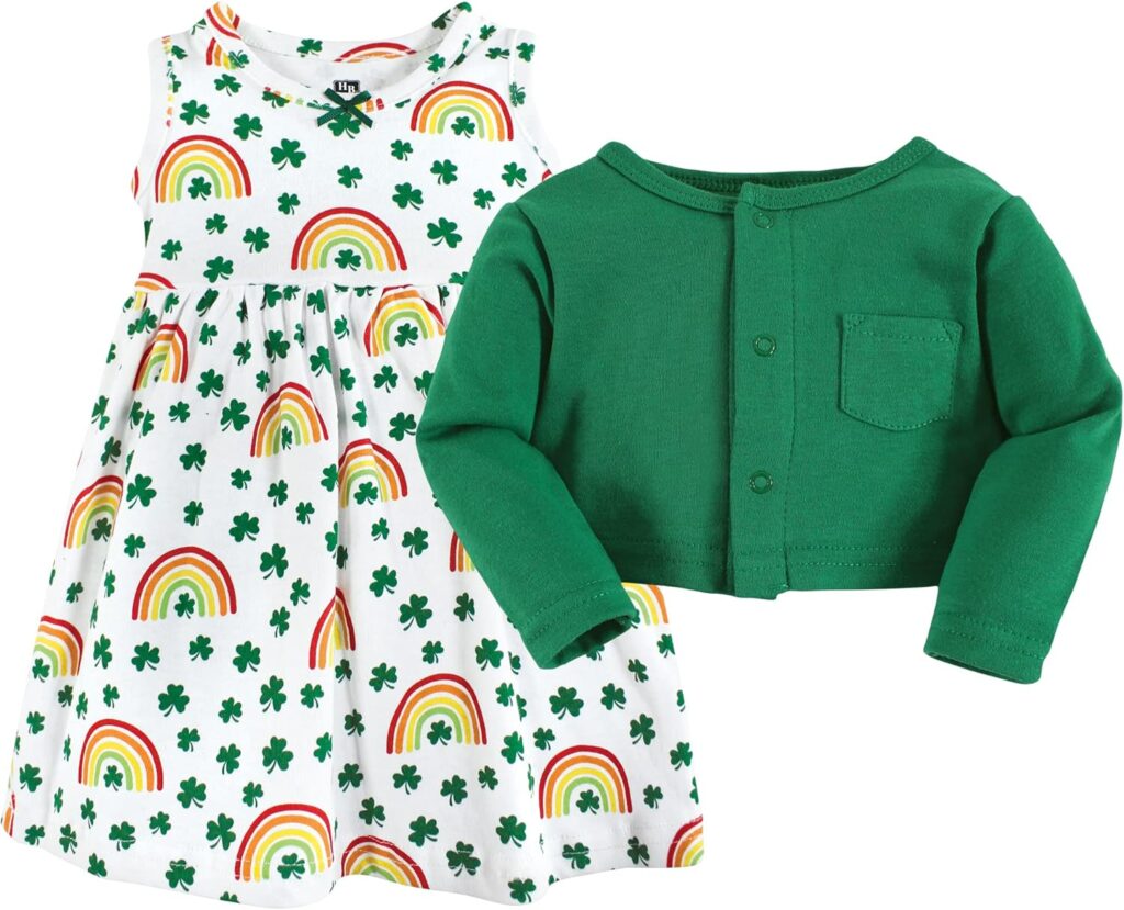 Hudson Baby Baby Girls Cotton Dress and Cardigan Set