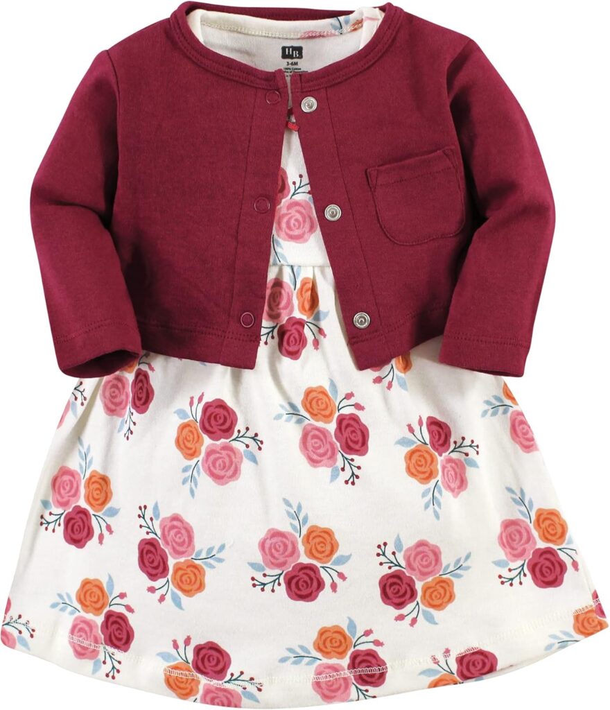 Hudson Baby Baby Girls Cotton Dress and Cardigan Set