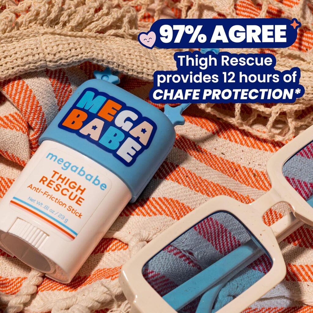 Megababe Thigh Rescue Anti-Chafe Stick Mini | Travel size, great for on-the-go | Prevents skin chafe  irritation | Thighs, arms, bra-lines  more