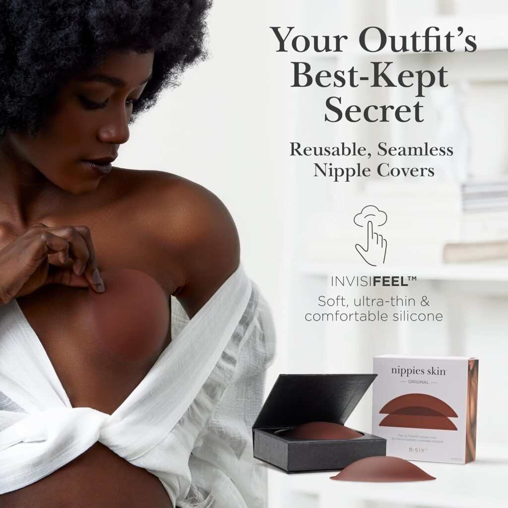 Nippies Nipple Covers for Women - Sticky Adhesive Silicone Pasties - Reusable Pasty Nipple Cover with Travel Box
