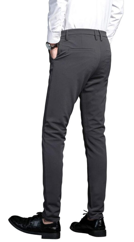 PlaidPlain Mens Stretch Dress Pants Slim Fit Skinny Suit Pants