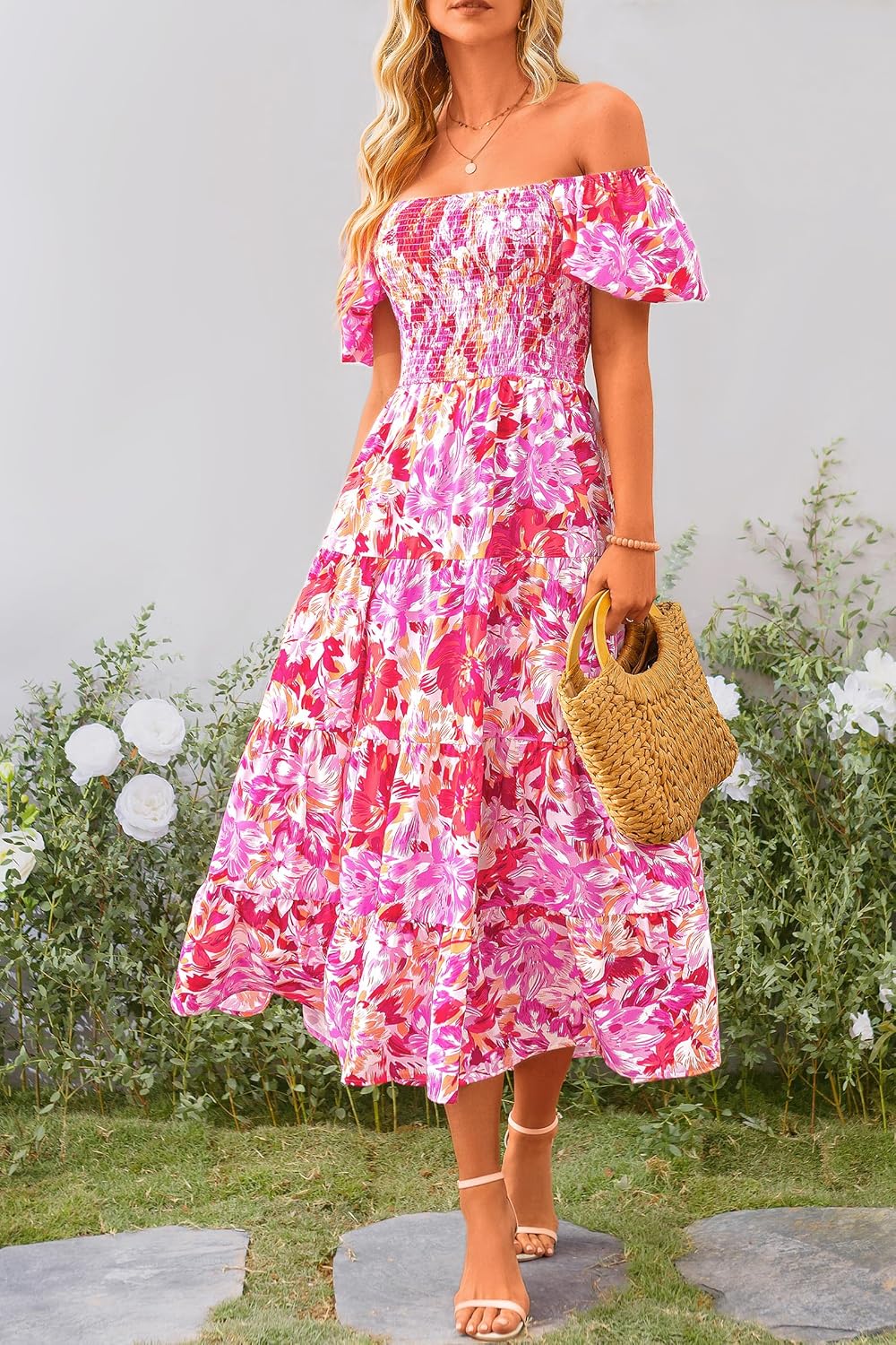 tiered maxi dress Magenta Smocked Ruffle Tier – PinkBlush Color:As Photo(Dark Green) Ecom Style:AP1E212232 Plus Size Black Dresses: