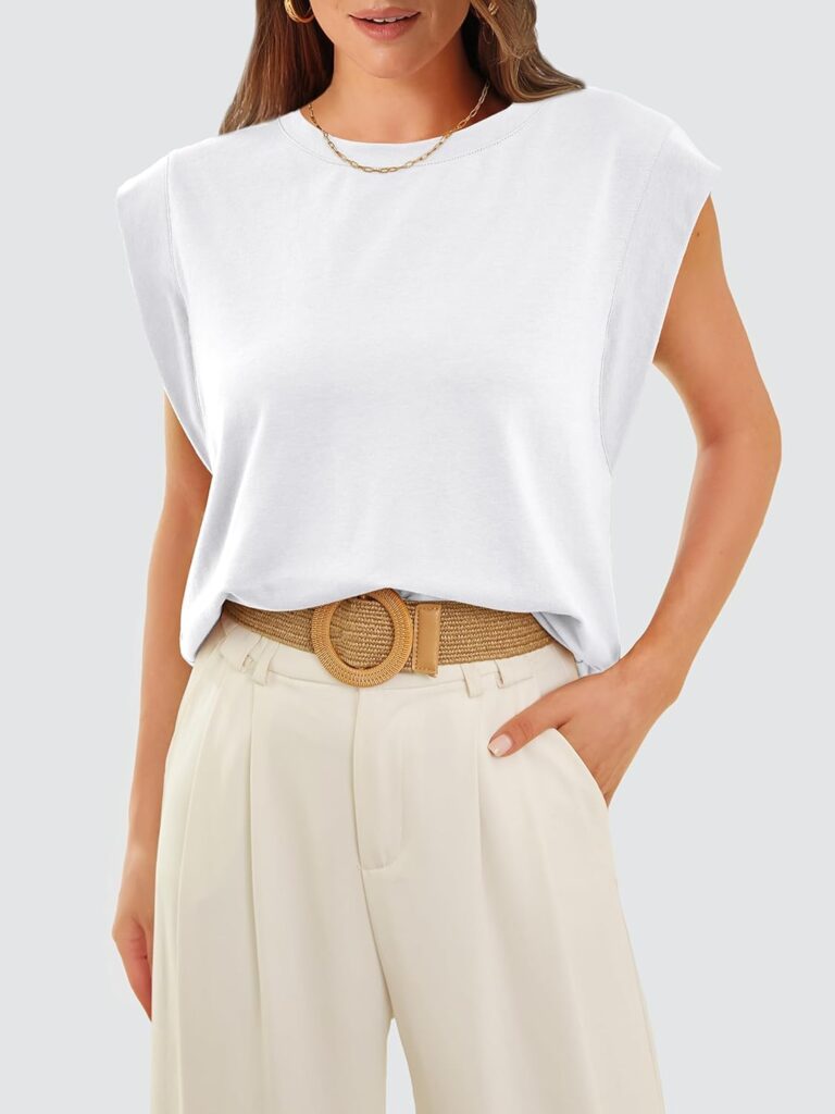 WIHOLL Cap Sleeve Tops for Women Summer Top Basic Tee Shirts Casual Tank Loose Fit 2025 Fashion