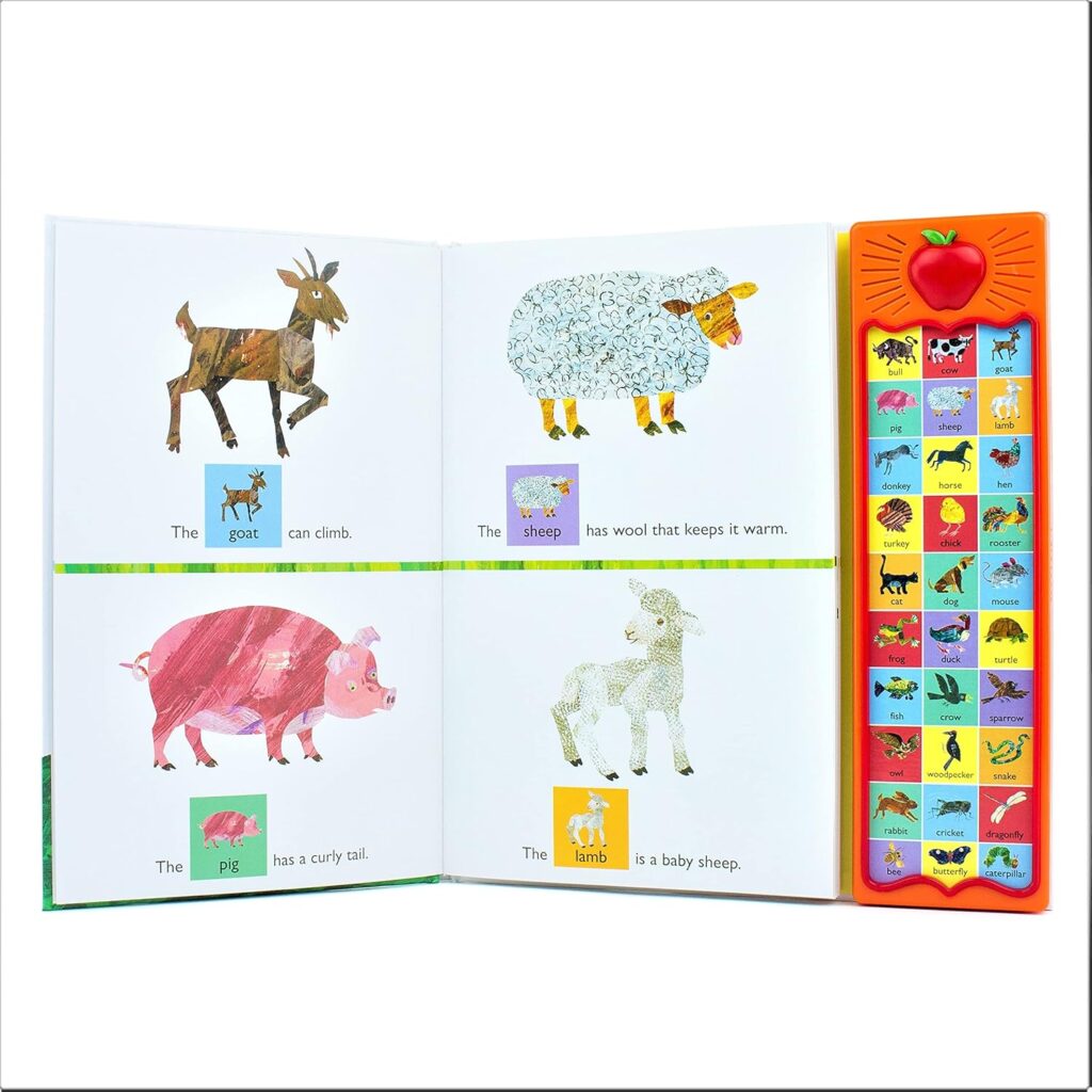 World of Eric Carle, Around the Farm 30-Button Animal Sound Book - Great for First Words - PI Kids      Hardcover – Sound Book, January 31, 2013